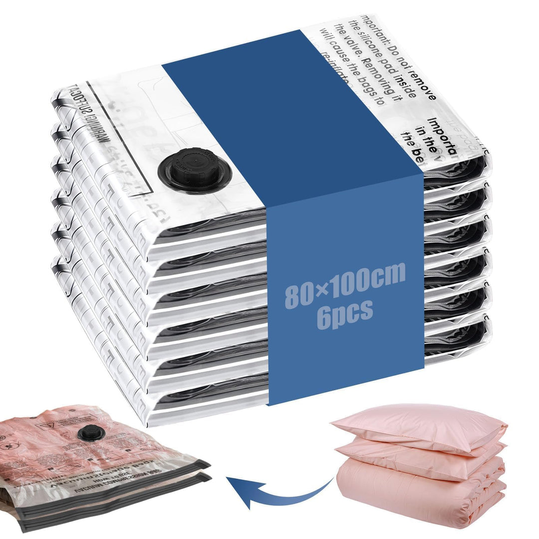 80×100 cm Vakuumbeutel für Kleidung 6 Stück Gross Vakuumbeutel für Bettdecken Feuchtigkeits Vacuum S