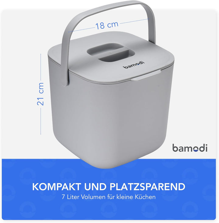 Bamodi Biomülleimer Küche Doppelte Compartment, Plastik, für Kompost oder kleine Abfälle in Küche/Ba