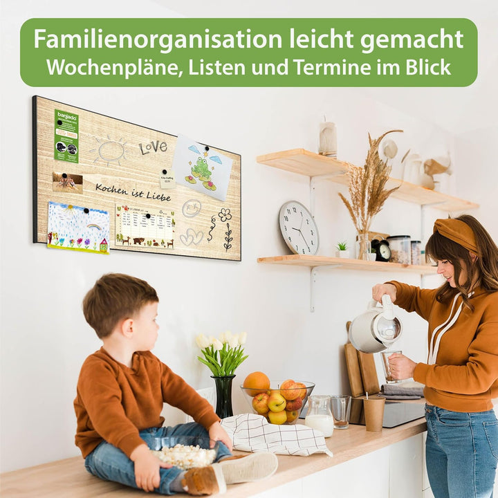 banjado Magnettafel schwarz 78 x 37cm / Magnetwand Metall/Magnetpinnwand als Memoboard/Pinnwand Magn