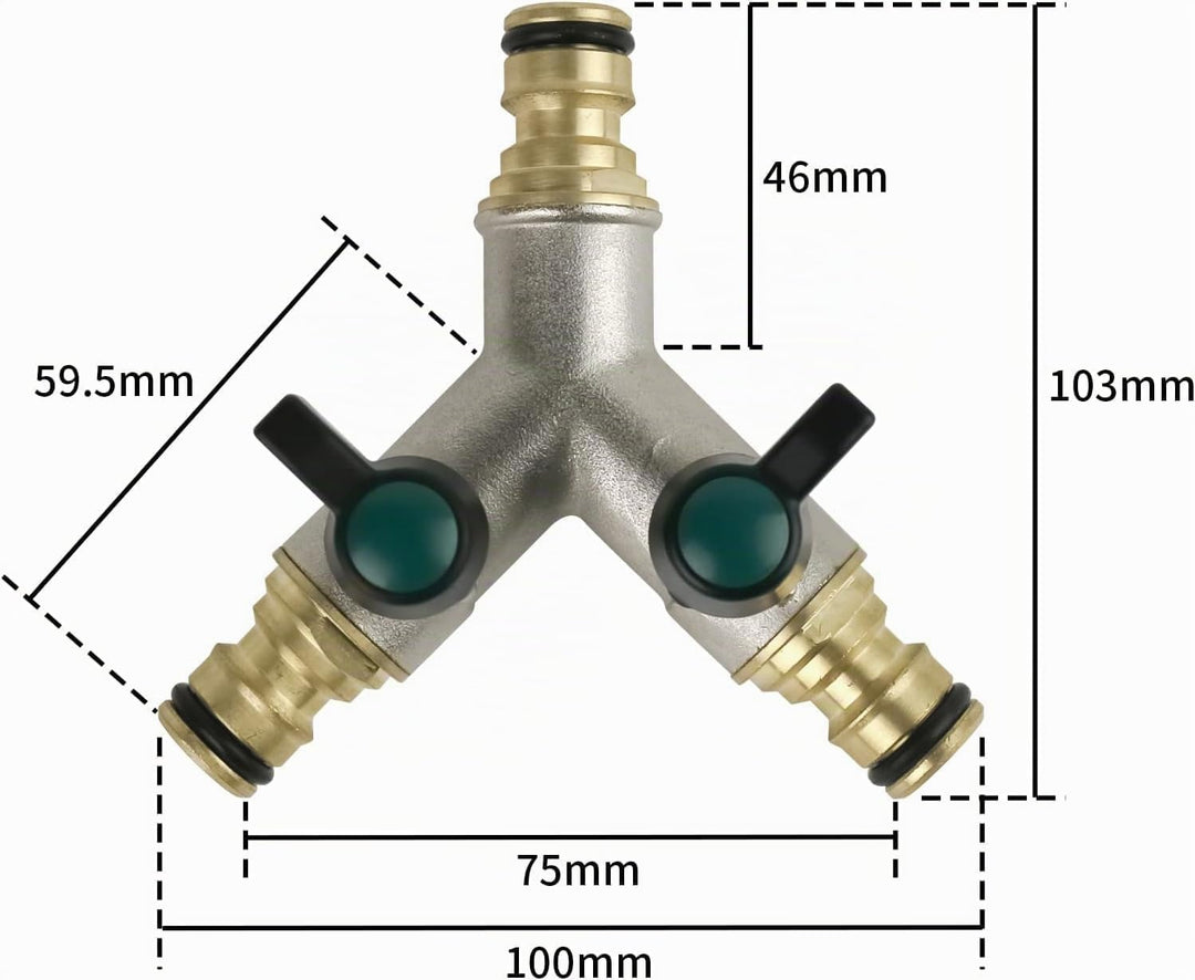 Messing 2-Wege Wasserhahn Verteiler, 1/2" Messing Schlauchverteile, Y-Schlauchkupplungen, für Sprink