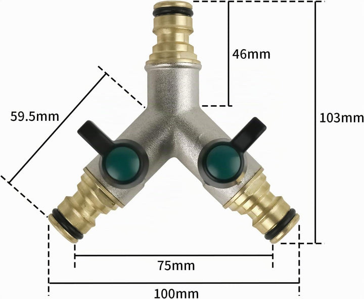 Messing 2-Wege Wasserhahn Verteiler, 1/2" Messing Schlauchverteile, Y-Schlauchkupplungen, für Sprink