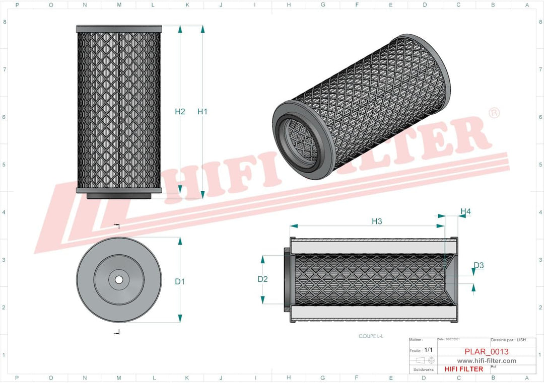 HIFI FILTER Luftfilter SA 14017 kompatibel mit SL 6208, C 13 114/4, AM413, P 14-0131, 46415E, WA3060