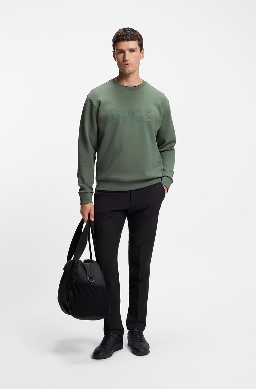 BOSS Herren Salbo Sweatshirt aus Stretch-Baumwolle mit Logo im Sandwich-Stil XS Open Green, XS Open