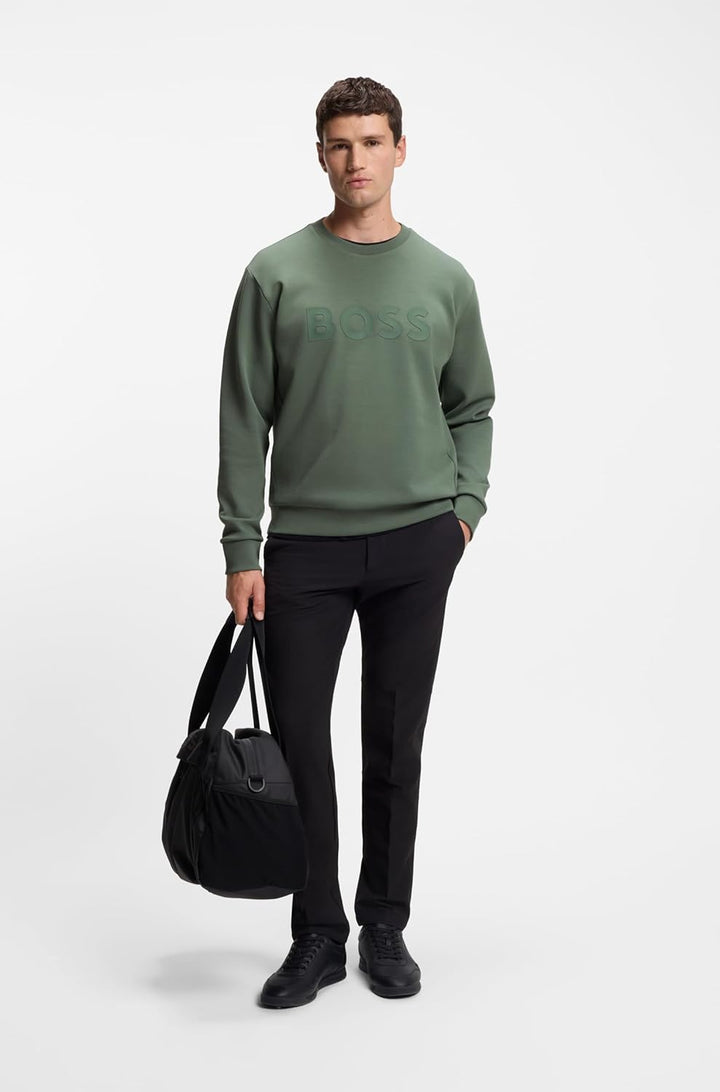 BOSS Herren Salbo Sweatshirt aus Stretch-Baumwolle mit Logo im Sandwich-Stil XS Open Green, XS Open