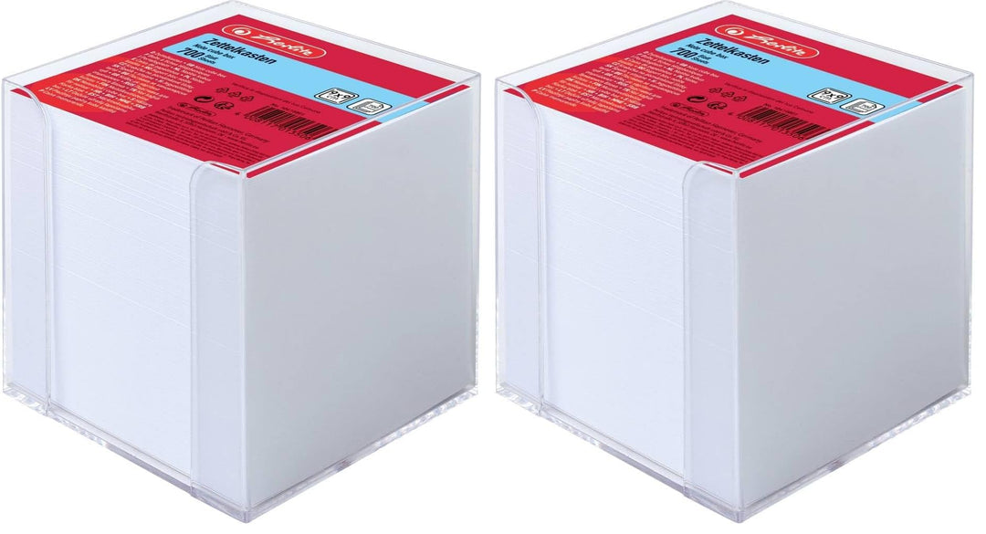 Herlitz 10410801 Zettelkasten 9x9x9cm transparent 700 Blatt weiss gefüllt (Packung mit 2)