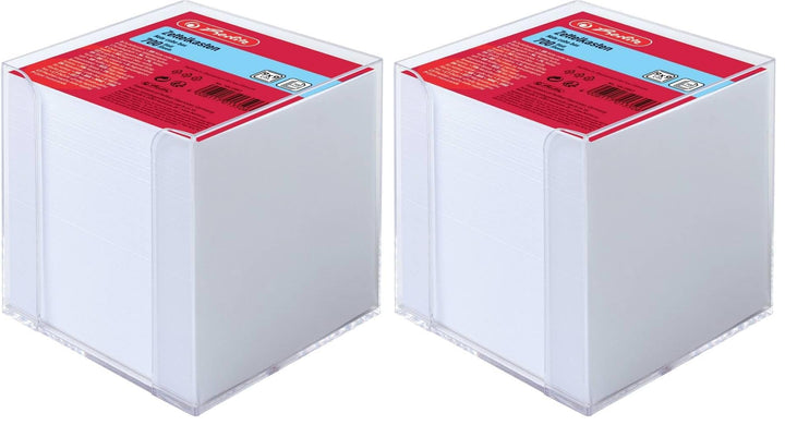 Herlitz 10410801 Zettelkasten 9x9x9cm transparent 700 Blatt weiss gefüllt (Packung mit 2)