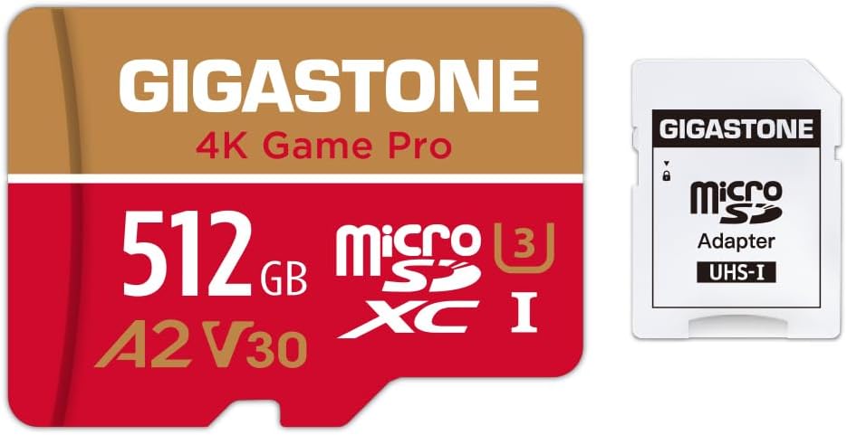 [5 Jahre kostenlose Datenwiederherstellung] Gigastone 4K Game Pro 512GB MicroSDXC Speicherkarte und