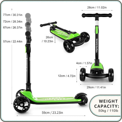 besrey Scooter Kinder Roller, der sichere Premium Dreiradscooter mit PU LED Leuchtenden Räder, Faltb