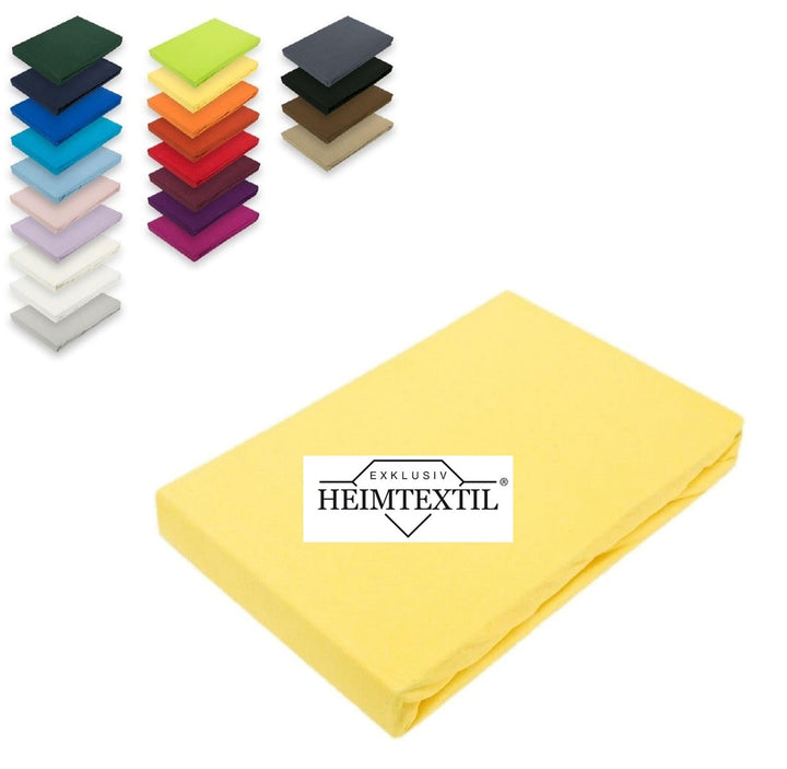 EXKLUSIV HEIMTEXTIL Topper Jersey Spannbettlaken Spannbetttuch Bettlaken Marke 200 x 220 cm Gelb Gel
