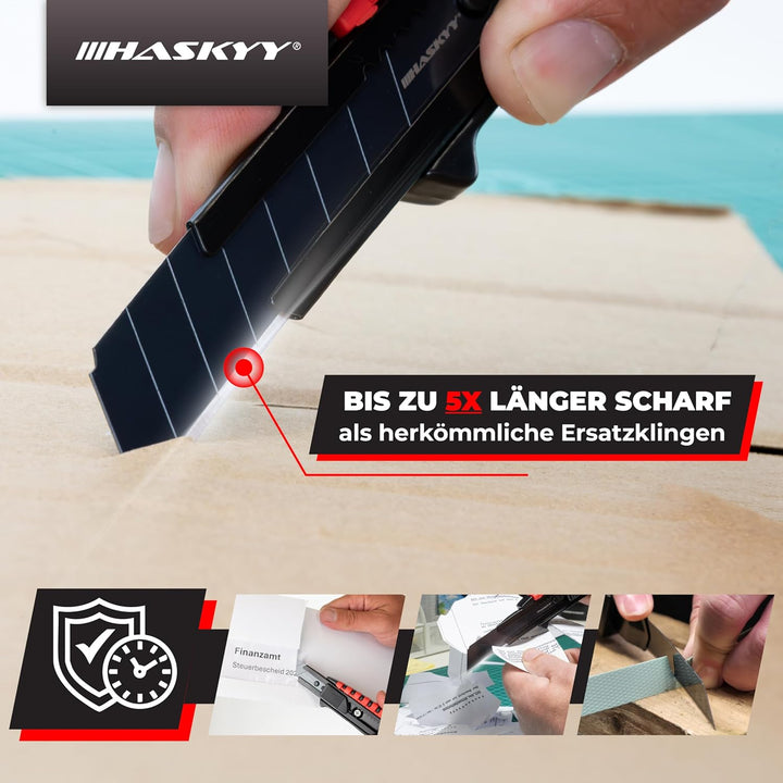 HASKYY Cuttermesser Teppichmesser Universal Professional Set 5x Cutter Messer 18mm mit Extra scharfe