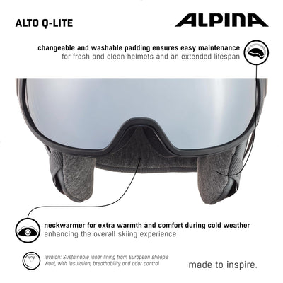 ALPINA ALTO Q-LITE - Sicherer, Stossabsorbierender & Individuell Anpassbarer Skihelm Mit Kontrastver