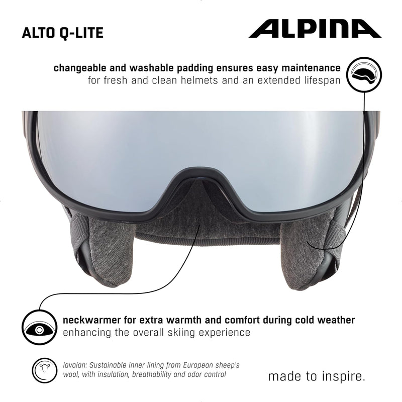 ALPINA ALTO Q-LITE - Sicherer, Stossabsorbierender & Individuell Anpassbarer Skihelm Mit Kontrastver