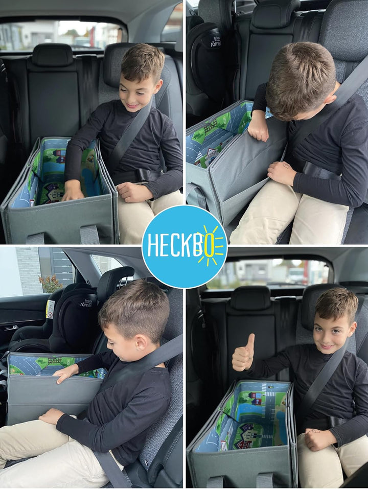 HECKBO - 4-in-1 Auto Organizer und Spielteppich | Kinder Spielzeug-Aufbewahrungsbox | Faltbare Spiel