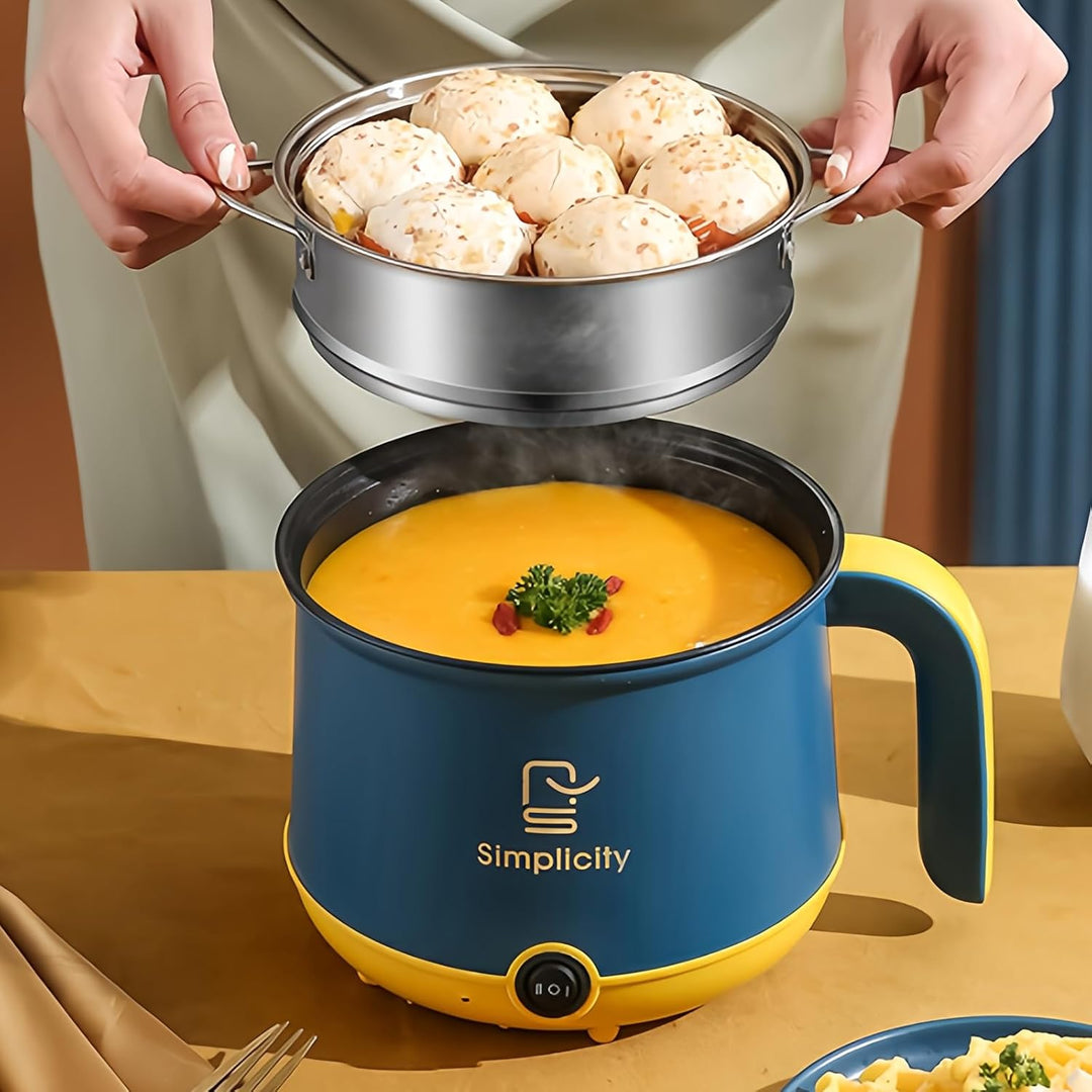 Elektrischer Hot Pot Mit Dampfgarer, Elektrische Hot Pot 1.8 L, Tragbare Mini Antihaft Multikocher,