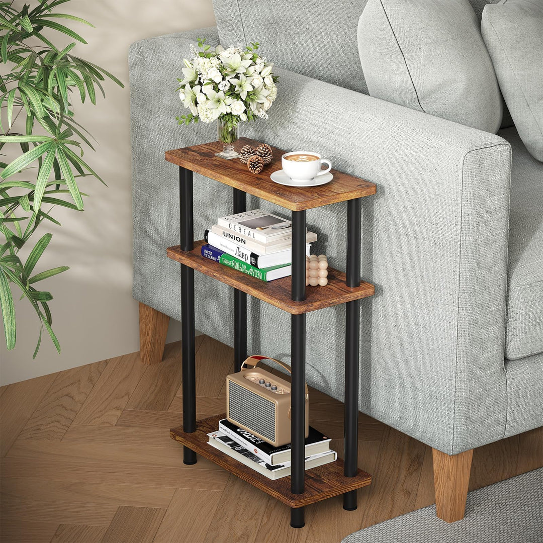 APICIZON Beistelltisch Schmal 3 Tier Beistelltisch Holz, 40x18x61.5CM, Nachttisch Schmal mit Staurau