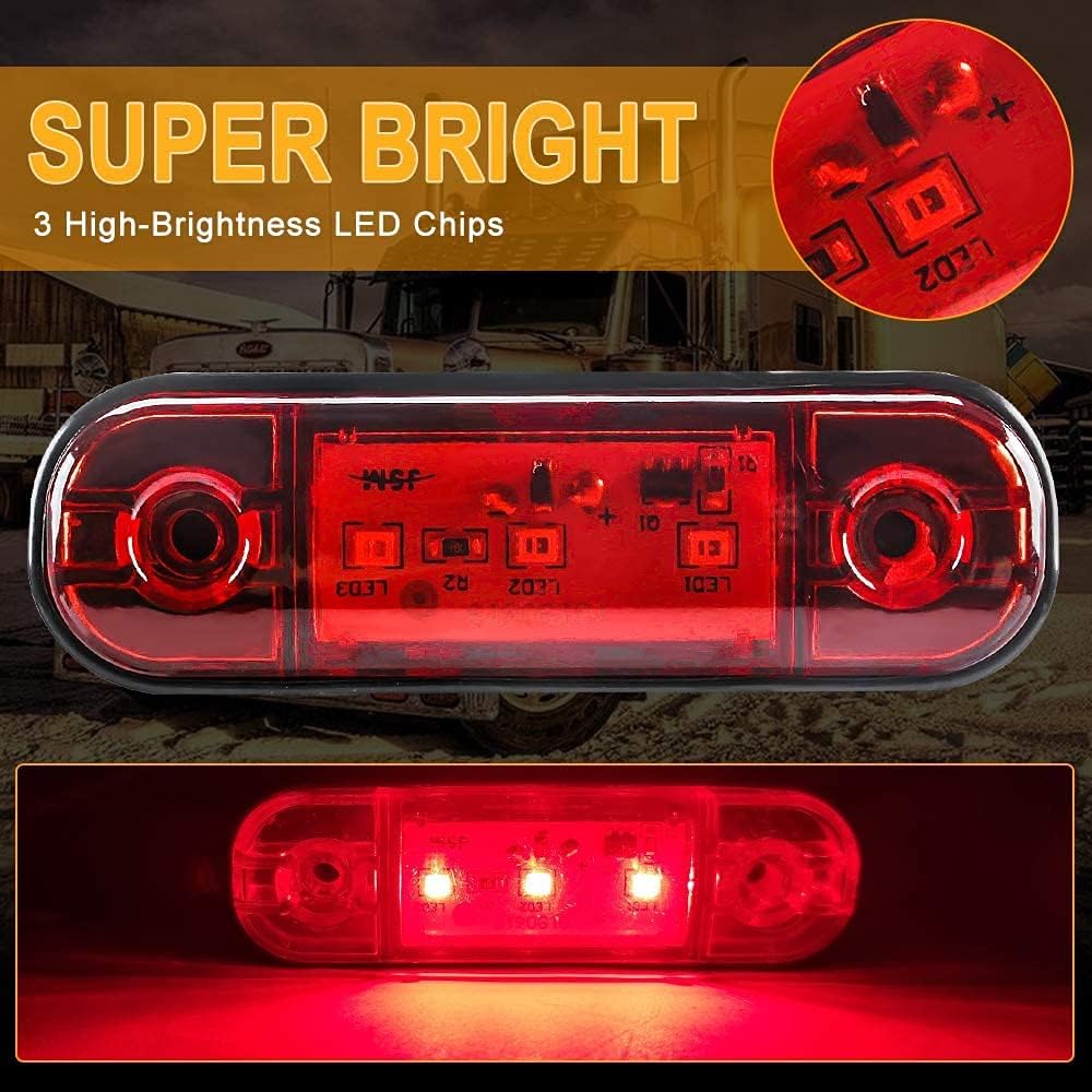 Seitenmarkierungsleuchten, 10 Stück 3LED Auto-Markierungsleuchten Autoseiten-Kontrollleuchten 12V 24