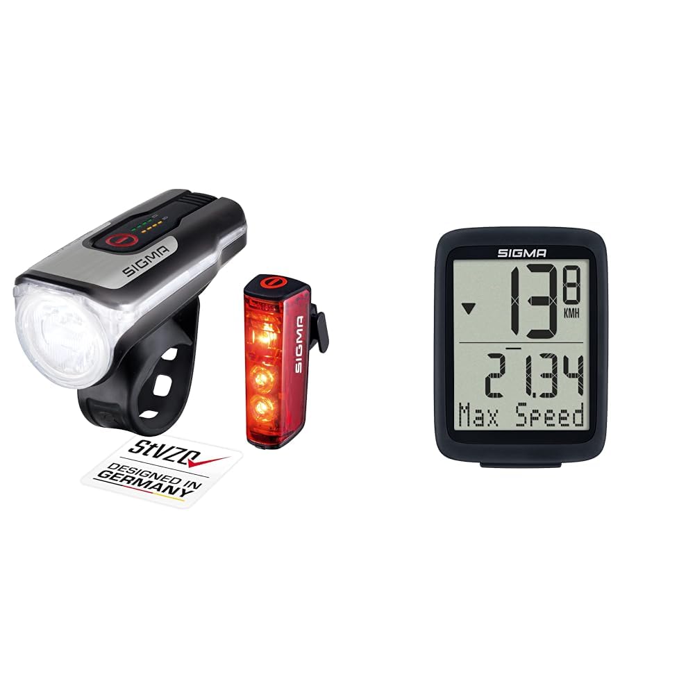 SIGMA LED Fahrradlicht Set Aura 80 und BLAZE | StVZO zugelassenes, akkubetriebenes Vorderlicht und R