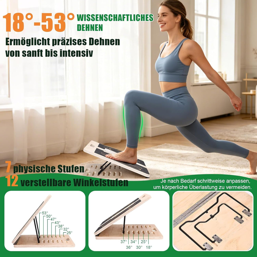 2 in 1 Wadendehner Balance Board mit 12 Winkeln 18°-53° Verbreitet | Haltbares Holz,47x40cm,3*Kugell