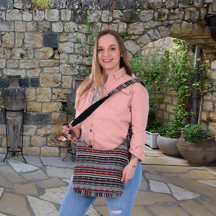 Sunsa Damen Umhängetasche. Hobo Tasche aus gewebter Baumwolle mit verstellbare Henkel. Crossbody Sch