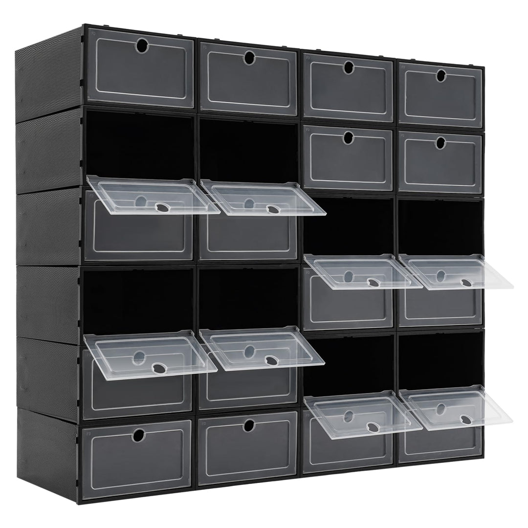 Schuhboxen Stapelbar, Schuhkarton Schuhregal Mit Türen 33 X 23 X 14 Cm 24 Stück In Einem Set Stapelb