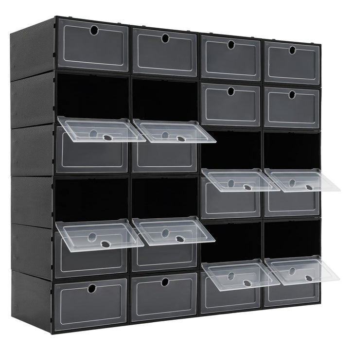 Schuhboxen Stapelbar, Schuhkarton Schuhregal Mit Türen 33 X 23 X 14 Cm 24 Stück In Einem Set Stapelb
