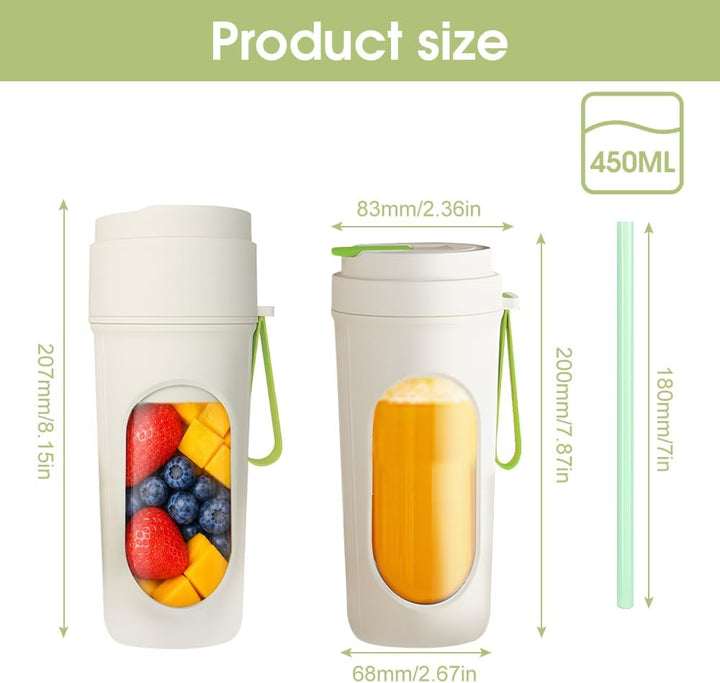 Tragbarer Mixer für Smoothie, 450ml Mixer Smoothie Maker To Go Mini Mixer to Go USB Aufladbarer Mini