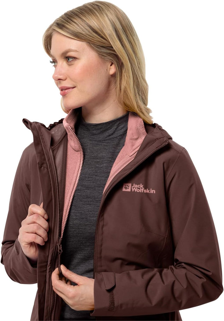 Jack Wolfskin Damen Moonrise 3in1 Jkt W Jacket XS dark maroon, XS dark maroon
