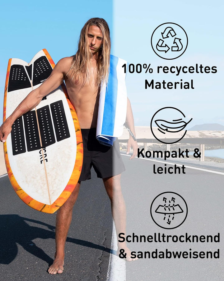 Fit-Flip Strandtuch XXL aus Mikrofaser - leicht und schnelltrocknend - 100% recyceltes Strandhandtuc