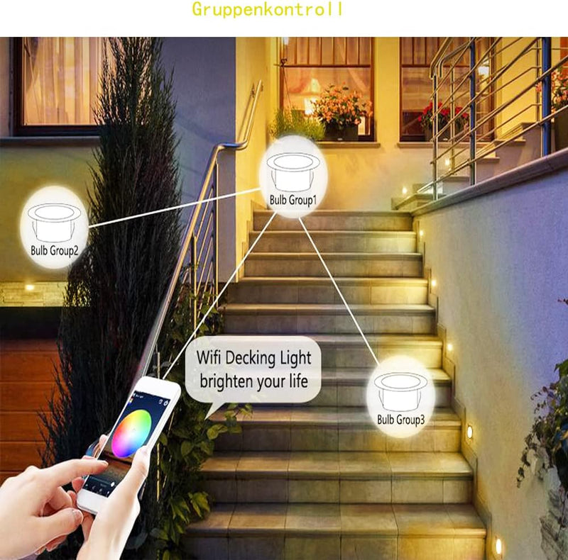 SUBOSI Dimmbar LED Bodeneinbauleuchten Arbeitet mit Alexa,IFTTT,Wifi Wireless Smart Phone Ø45mm IP67