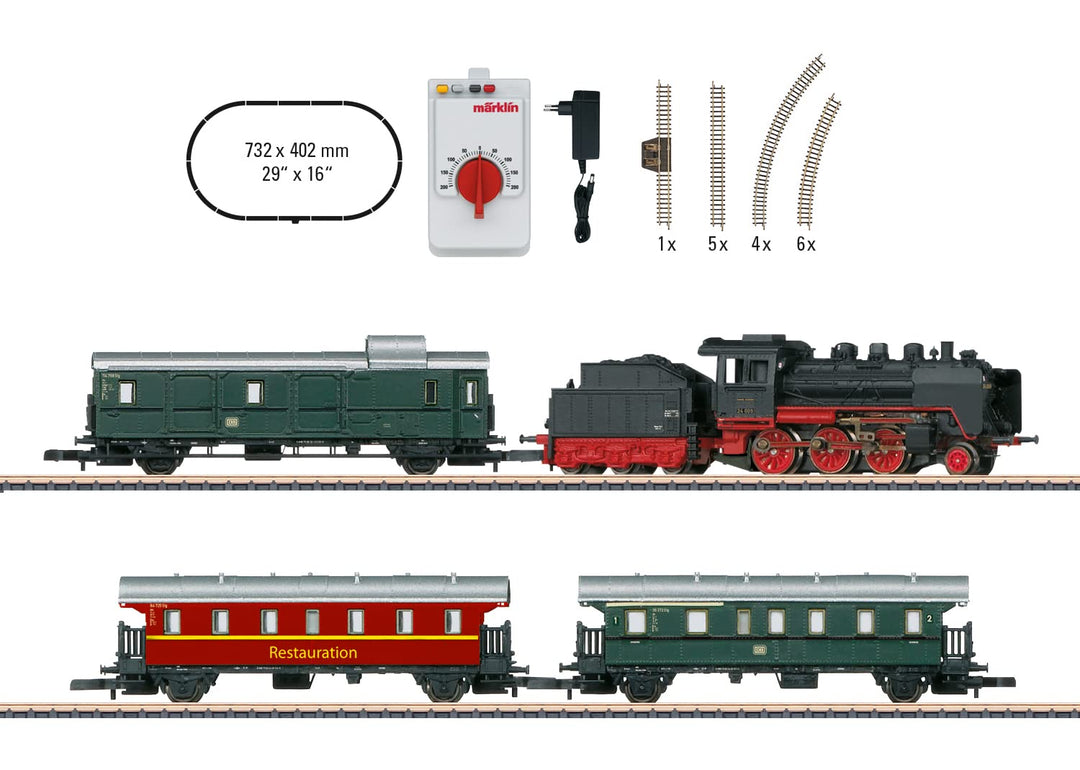 Märklin Modelleisenbahn Startpackung 81874 "Museums-Personenzug mit Dampflok BR 24 – Lokomotive Spur