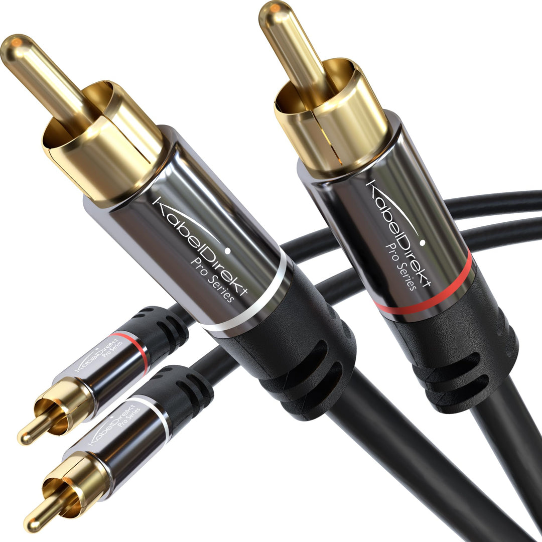KabelDirekt – 2x 0,5m Cinch Kabel, Stereo Audio Kabel 2 x 2 Cinch – bruchfest, brillante Tonqualität