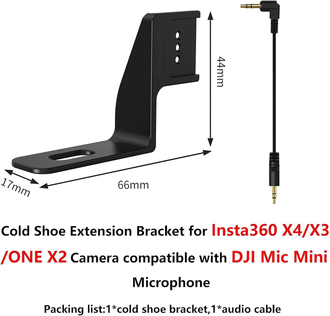 Mic Cold Shoe Extension Bracket Adapter Mount for Insta360 X4/X3/ONE X2 Camera Compatible with DJI M