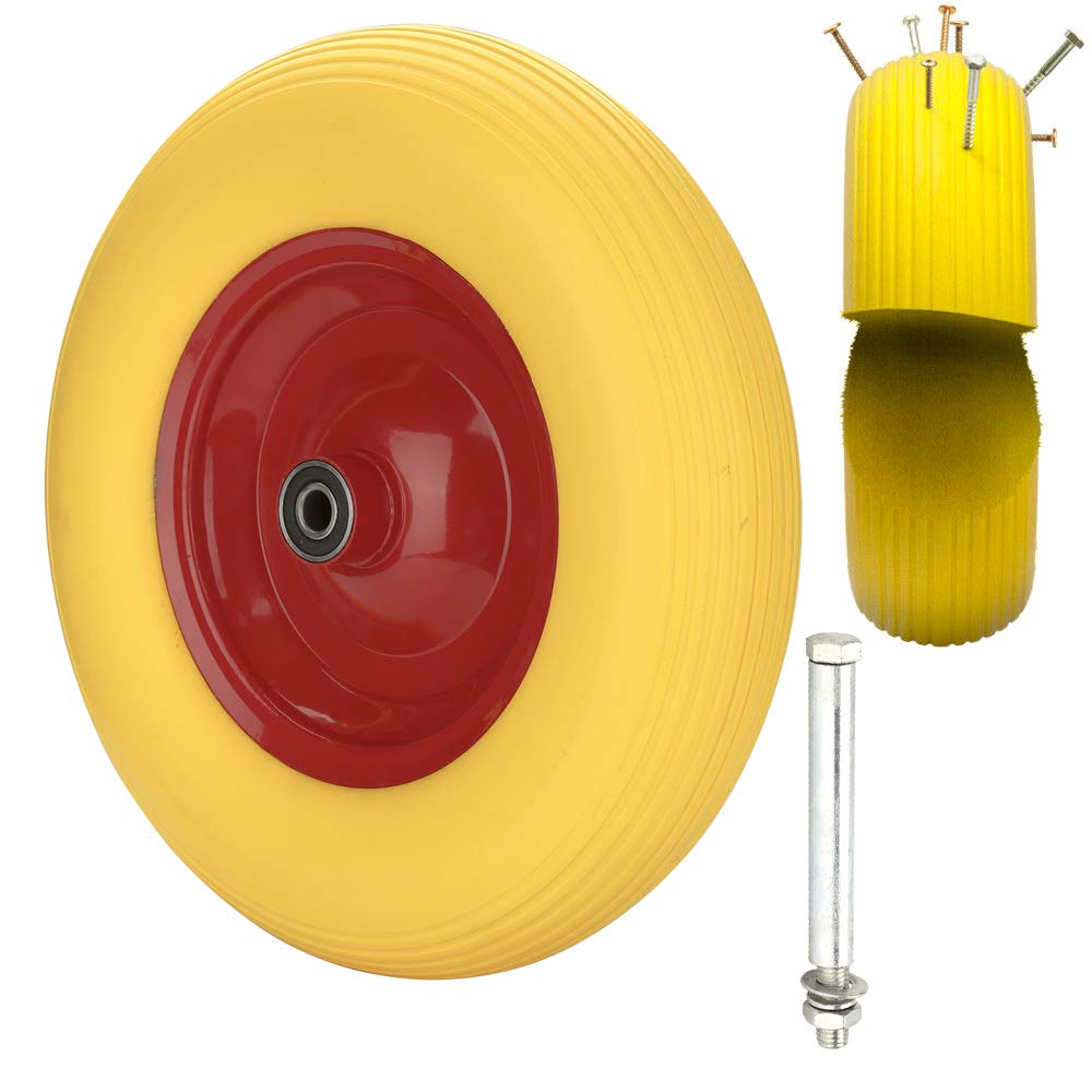 Ansobea 2x Schubkarrenrad mit Achse - Reifen mit Stahlfelge - 4.80/4.00-8 - Durchmesser 390 mm -Pann