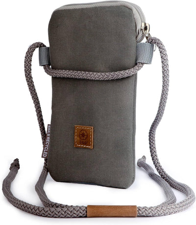 360° Grad Handytasche & Portemonnaie unisex aus Segeltuch, weiss grau, Zahl hellgrau, verstellbare K