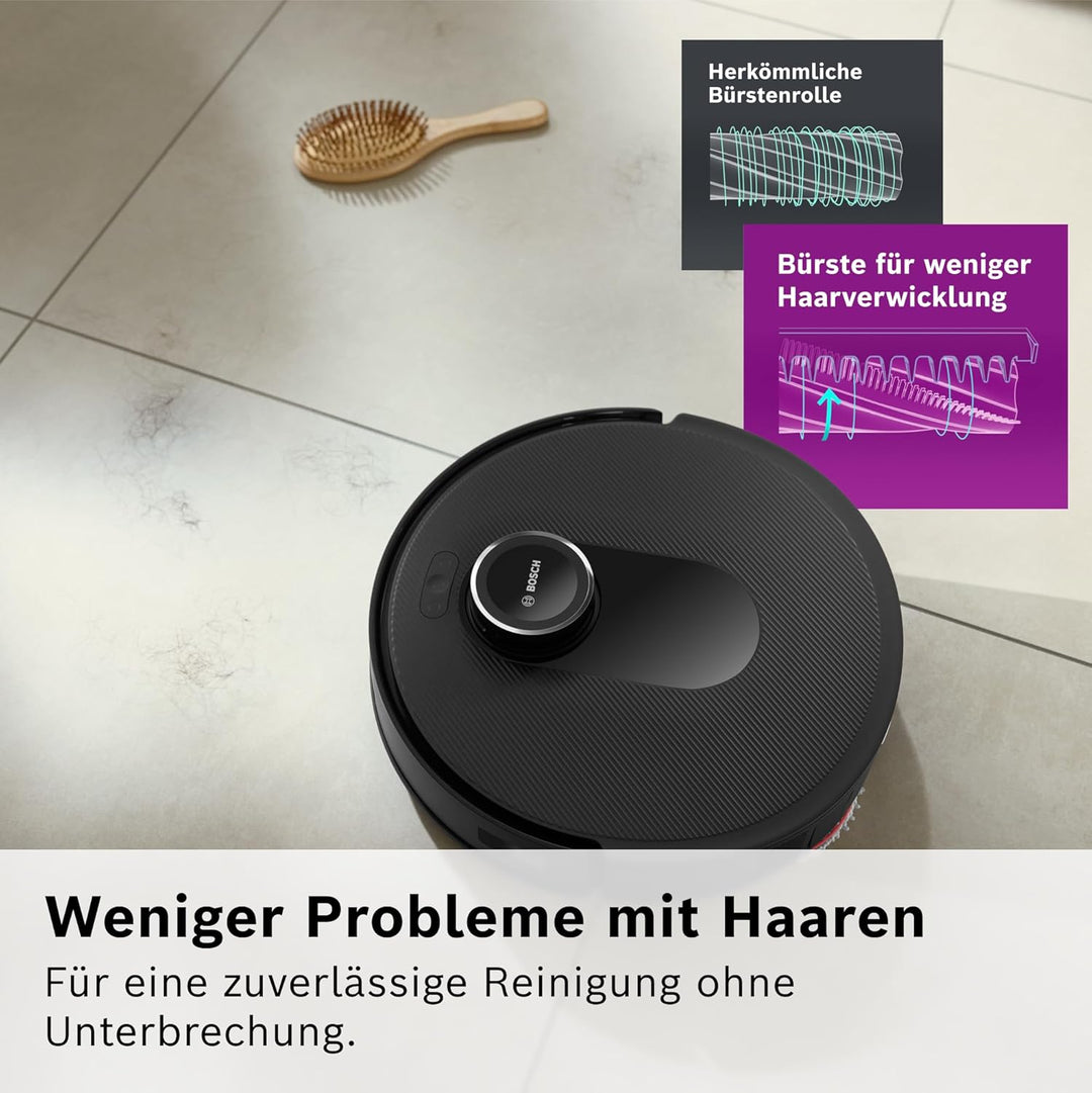 Bosch Spotless Max BCRDW3B Saugroboter mit Wischfunktion, 11.000 Pa Saugkaft, rotierende Wischpads,