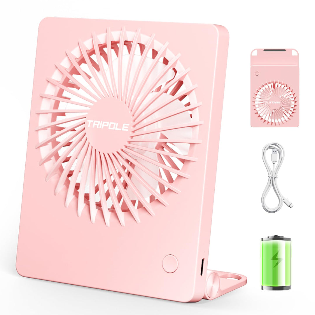 TriPole Schreibtisch Ventilator, 180° Tragbar mit 3-Geschwindigkeits USB, Ultradünner Mini für Home