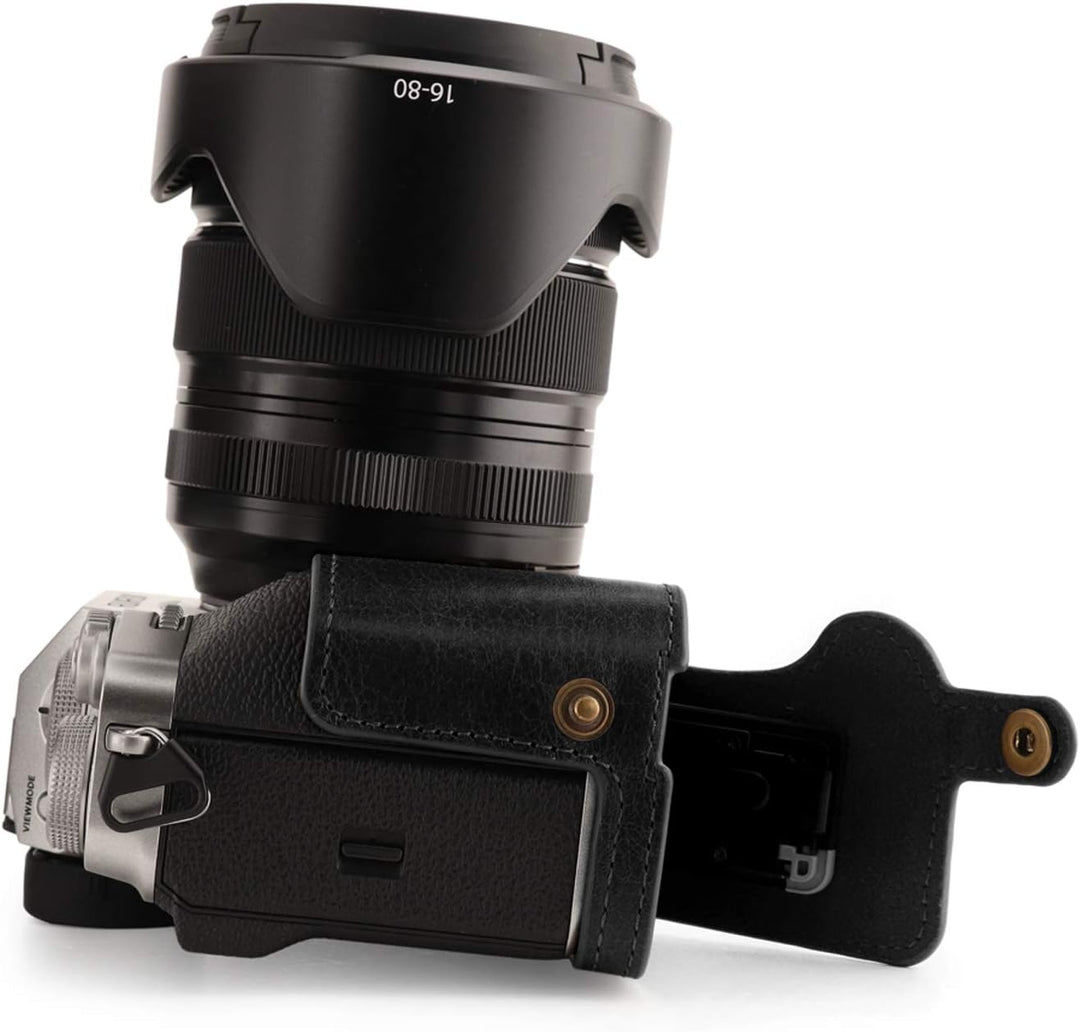 MegaGear MG1923 Ever Ready Kameratasche aus Echtleder, für Fujifilm X-T4, Schwarz, Schwarz