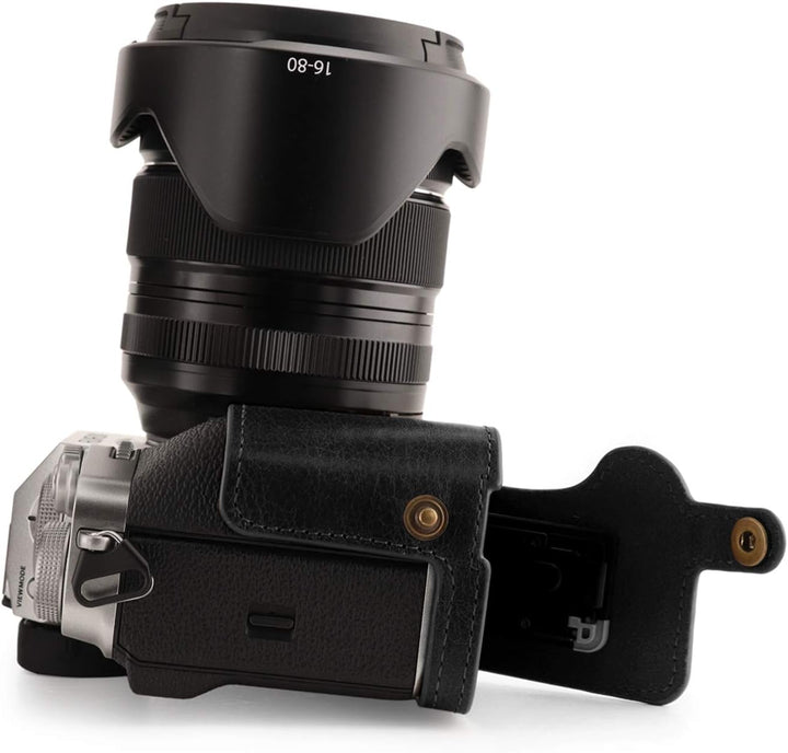 MegaGear MG1923 Ever Ready Kameratasche aus Echtleder, für Fujifilm X-T4, Schwarz, Schwarz