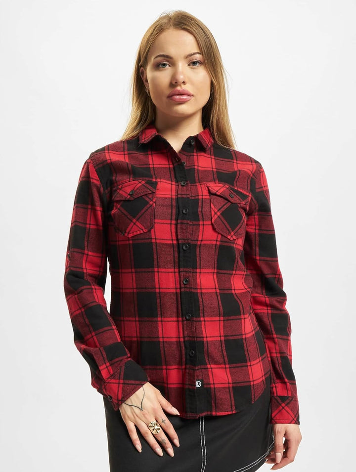 Brandit Amy Flanell Checkshirt Girl-Hemd, Rot-schwarz