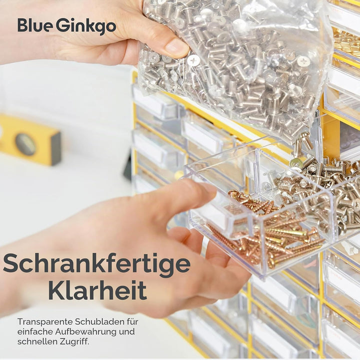 BLUE GINKGO Kleiner Aufbewahrungsschrank mit 20 Schubladen – stapelbare Perlen- und Bastelaufbewahru