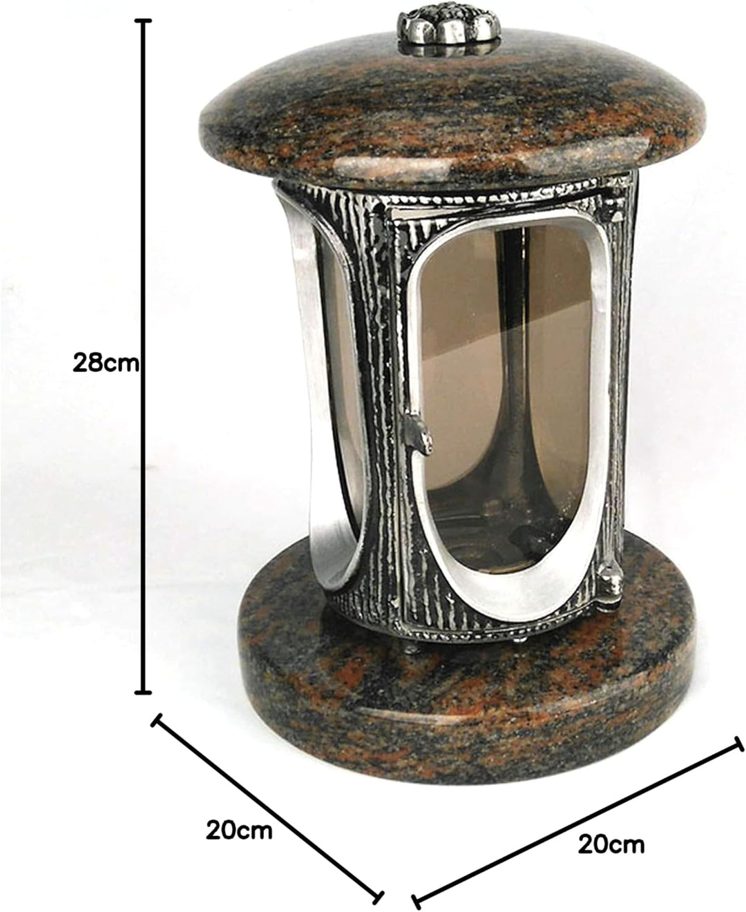 designgrab Grablampe Antik Aluminium mit Rosette & Echtgranit-Sockel – handgefertigt, wetterfest & p