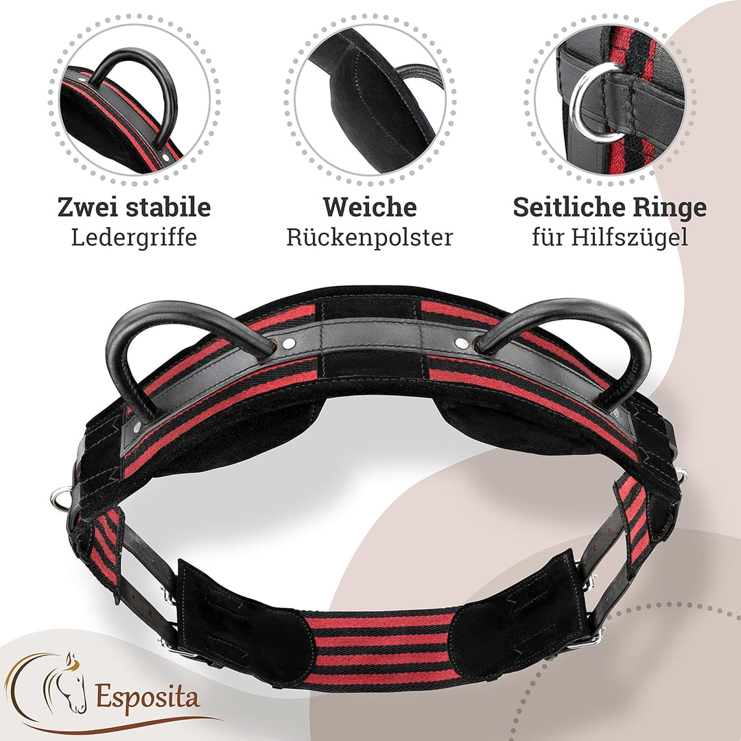 Esposita Reitgurt mit 2 Griffen aus Leder zum Festhalten für Kinder und Reitanfänger - auch geeignet