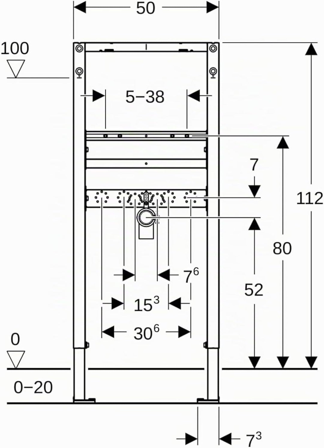 Geberit Duofix Basic Waschtisch-Element 112 cm für Standarmatur, selbsttragender Stahlrahmen, höhenv