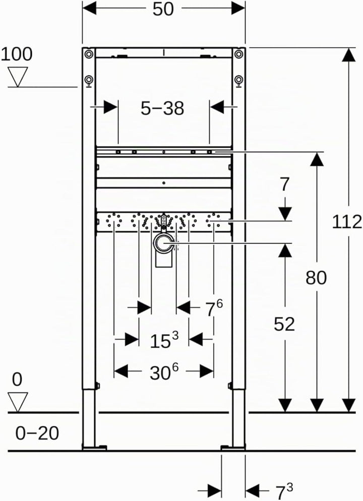 Geberit Duofix Basic Waschtisch-Element 112 cm für Standarmatur, selbsttragender Stahlrahmen, höhenv