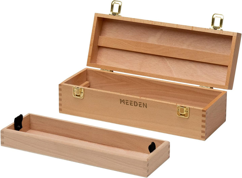 MEEDEN Medium Art Supply Storage Box - Multi-Function Solid Beech Wood Artist Tool Box with Drawer(s