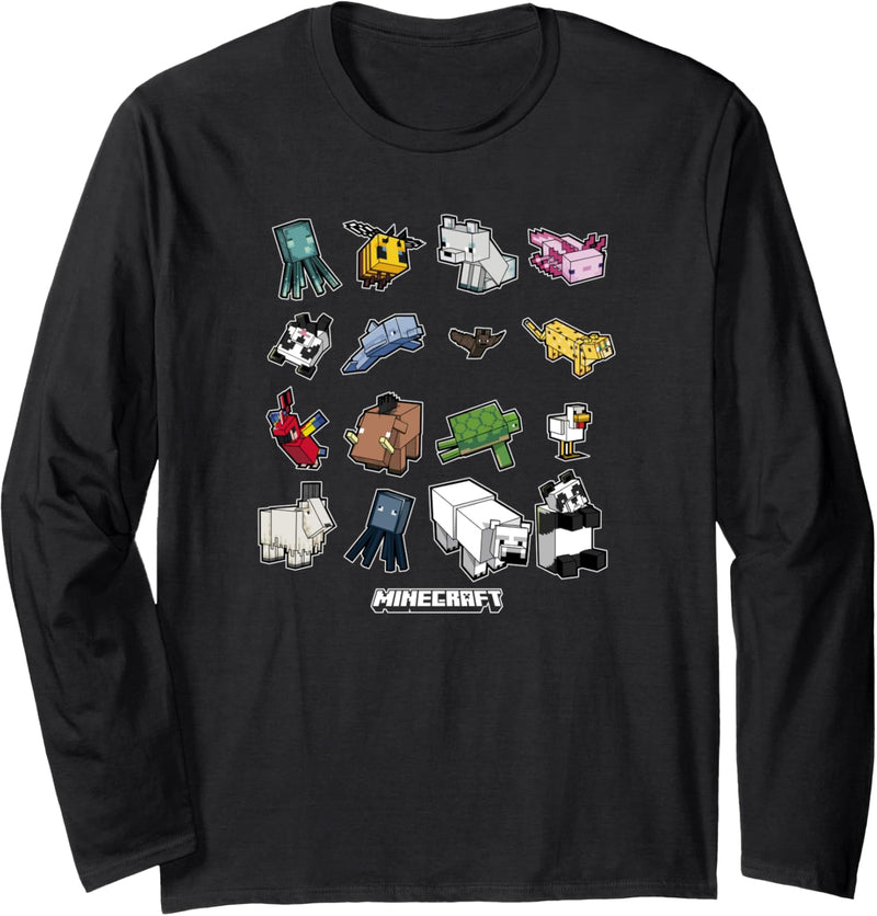 Minecraft Animal Mobs Poster Langarmshirt