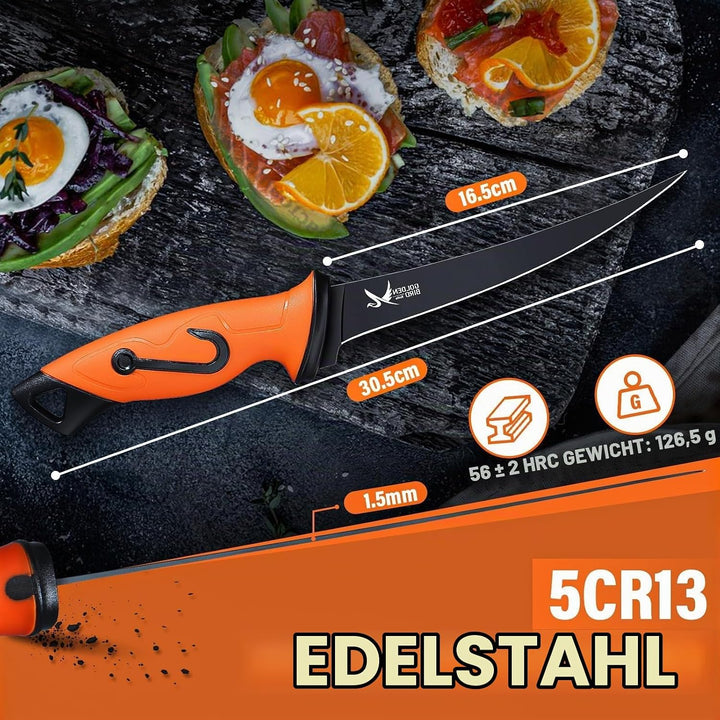 Golden Bird Filetiermesser Fisch 16,5cm Fischmesser 5Cr15mov Filitiermesser scharf Fisch Full Tang A
