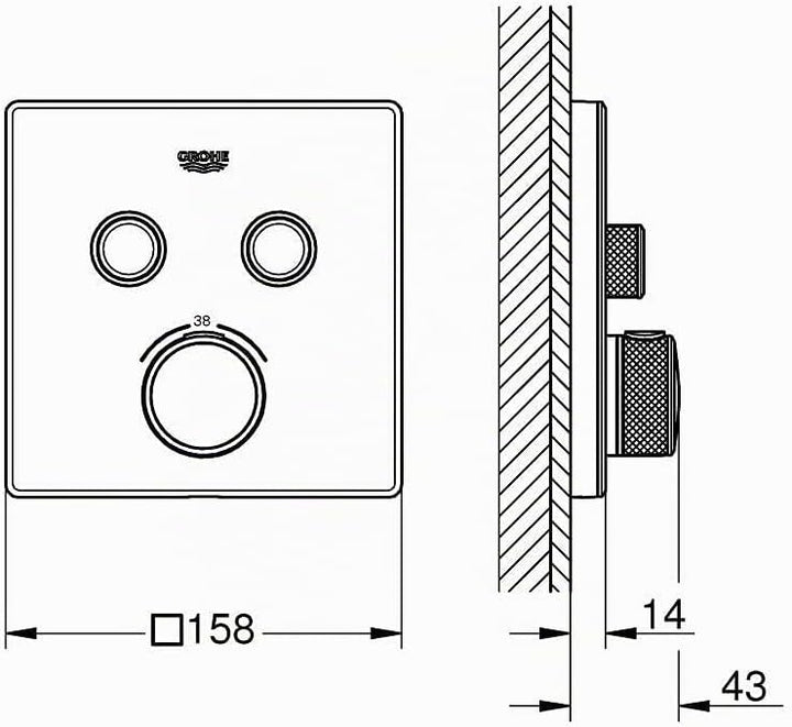 GROHE Grohtherm SmartControl | Brause- &amp; Duschsystem - Thermostat mit 2 Absperrventilen | moon white