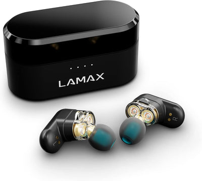 Lamax Duals1 Bluetooth Kopfhörer 5.0 USB-C, In Ear Kopfhörer mit Dual-Treiber, Bis zu 28 Stunden Hör