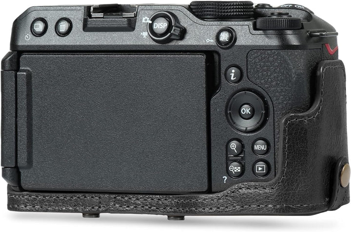 MegaGear Ever Ready Kameratasche aus echtem Leder, kompatibel mit Nikon Z30 (Schwarz), Schwarz